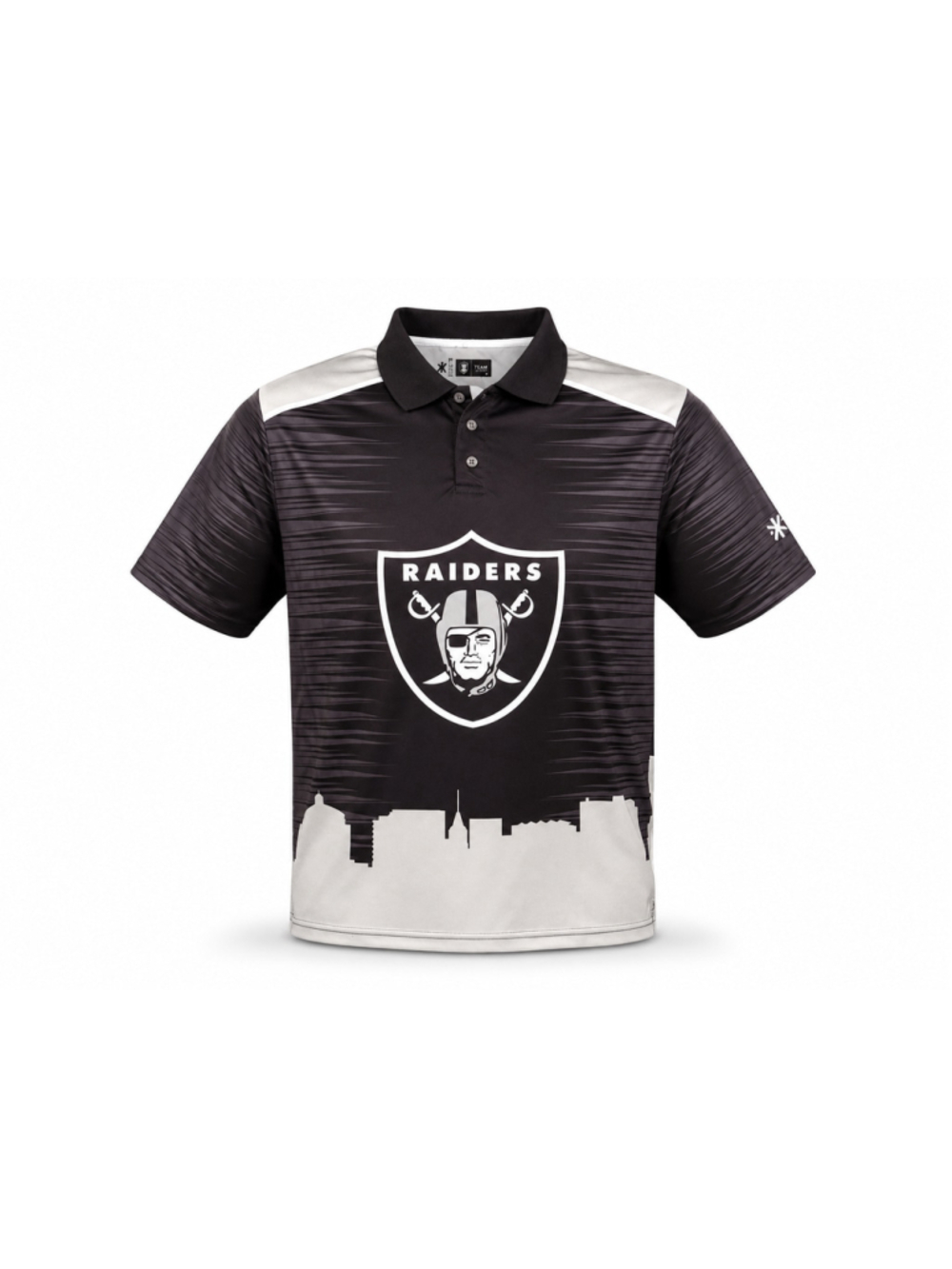 Oakland Las Vegas Raiders NFL Team Apparel Men XL Black Gray Skyline Polo Shirt